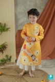 Áo dài gấm vàng họa tiết chim ADYEMVANG