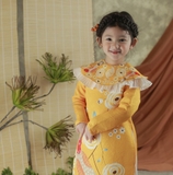 Áo dài gấm vàng họa tiết chim ADYEMVANG