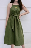 Váy linen hai dây thêu hoa vàng Linné