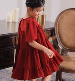 Đầm tơ đỏ ba đoạn tay cánh tiên LASUNSET