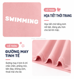 Bộ bơi cộc tay chống nắng, kháng Clo, xanh hồng chân váy rời Yuke, UPF 50+