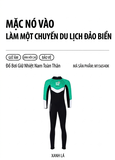 Bộ bơi giữ nhiệt cho bé vải 2.5mm xanh đen 12, dài tay liền thân, Dive& Sail