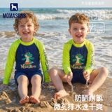 Bộ bơi dài tay liền chống nắng UPF 50++ kháng Clo khung long xanh Momasong (Korea)