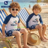 Bộ bơi trẻ em chống nắng UPF 50++ kháng Clo, cộc tay, trắng cá mập, Momasong (Korea)