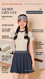 Bộ bơi bé gái cộc tay liền chân váy, Size đại, chống nắng, kháng Clo,3 màu, Yuke