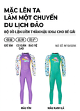 Bộ bơi giữ nhiệt bé gái dài tay liền thân màu tím hình cá vải 2.5mm Dive& Sail