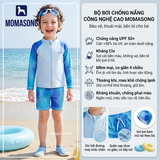 Bộ bơi trẻ em Chống Nắng UPF 50+ Kháng Clo dài tay dáng rời màu xanh Momasong(Korea)