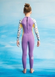Bộ bơi giữ nhiệt bé gái dài tay liền thân màu tím hình cá vải 2.5mm Dive& Sail