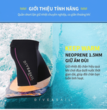Quần bơi giữ nhiệt nữ chất vải dày 1.5mm màu đen viền tím Dive Sail