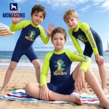 Bộ bơi dài tay liền chống nắng UPF 50++ kháng Clo khung long xanh Momasong (Korea)