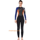 Bộ bơi Wetsuit nữ dài, Than Cam, 1.5mm-DIVE&SAIL-M129501