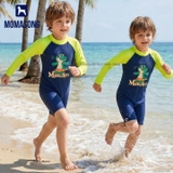 Bộ bơi dài tay liền chống nắng UPF 50++ kháng Clo khung long xanh Momasong (Korea)