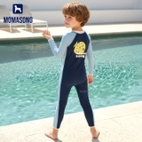 Bộ bơi dài tay chân liền chống nắng UPF 50++ kháng Clo than xanh nhạt Momasong (Korea)