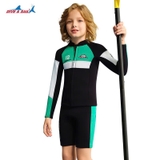 Bộ bơi giữ nhiệt cho bé dài tay dáng rời màu đen xanh 12 vải dày 2.5mm Dive& Sail