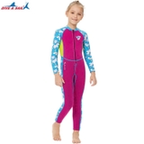 Bộ bơi Giữ Nhiệt bé gái dài tay dáng liền thân màu hồng chất vải 2.5mm Dive& Sail