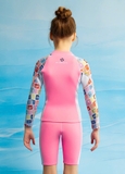 Bộ bơi Giữ Nhiệt bé gái tay dài dáng rời màu hồng áo khoá kéo chất vải 1.5mm Dive& Sail