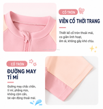 Bộ bơi cộc tay chống nắng, kháng Clo, hồng chân váy rời Yuke, UPF 50+