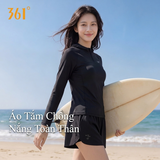 Bộ bơi nữ chống nắng dáng dài tay, quần rời 2 lớp, kèm mũ, vải UPF50+ Kháng Clo 361