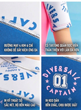 Bộ bơi giữ nhiệt bé gái cộc tay liền thân màu xanh trắng Captain vải dày 2.5mm, Dive&Sail