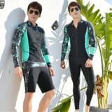 Áo bơi nam dài xanh đen, kéo khóa, 786