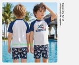 Bộ bơi trẻ em chống nắng UPF 50++ kháng Clo, cộc tay, trắng cá mập, Momasong (Korea)