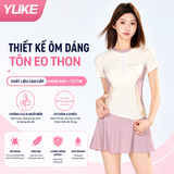 Bộ bơi nữ cộc tay tím trắng Yuke chống nắng UPF50+ chân váy tôn dáng co giãn
