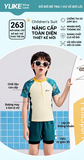Bộ bơi bé trai chống nắng UPF 50+, kháng Clo, xanh cộc tay big size, Yuke