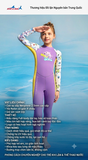 Bộ bơi giữ nhiệt bé gái dài tay liền thân màu tím hình cá vải 2.5mm Dive& Sail