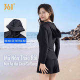 Bộ bơi nữ chống nắng dáng dài tay, quần rời 2 lớp, kèm mũ, vải UPF50+ Kháng Clo 361