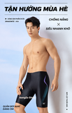 Quần bơi nam 361, màu đen, dáng lửng, hoạ tiết xanh
