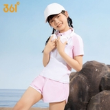 Bộ bơi bé gái cộc, xanh tay hồng, vải chống nắng, quần 2 lớp, Keep, 361