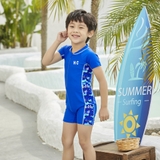 Bộ bơi bé trai cộc liền, màu xanh biển