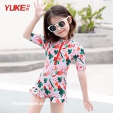 Bộ bơi cộc hồng cam xanh lá Yuke