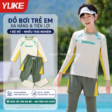 Bộ bơi dài tay chống nắng kháng Clo màu xanh vàng quần rời dài 2 lớp Jurasic YUKE
