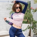 Áo bơi nữ dài tay Hồng, tay than Sbart-9025