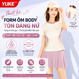 Bộ bơi nữ cộc tay tím trắng Yuke chống nắng UPF50+ chân váy tôn dáng co giãn