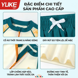 Bộ bơi chống nắng UPF 50+, dài tay dáng rời, quần dài 2 lớp màu trắng vàng YUKE