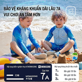 Bộ bơi trẻ em Chống Nắng UPF 50+ Kháng Clo dài tay dáng rời màu xanh Momasong(Korea)