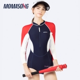 Bộ bơi nữ dài tay, vải chống nắng, màu than đỏ,hàng cao cấp -906119