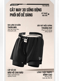 Quần bơi tắm biển nam dáng 2 lớp thời trang chính hãng 361 màu đen