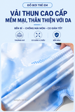Bộ bơi bé trai cao cấp dài tay vải chống nắng UPF 50+, màu xanh, dáng rời, YUKE