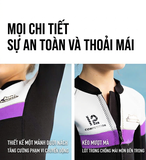 Bộ bơi giữ nhiệt trẻ em dài tay dáng rời màu đen tím vải dày 2.5mm Dive& Sail