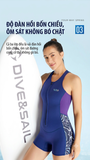 Bộ bơi Giữ Nhiệt Nữ dáng liền hàng cao cấp màu xanh chất vải dày 2.0mm Dive Sail D237229F