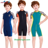 Bộ bơi bé trai cộc liền, màu THAN, Dive Sail M150386K