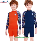 Bộ bơi dài bé trai ,màu Cam, rời quần cộc, tay vũ trụ Dive Sail M150081K