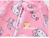 Bộ bơi bé gái cộc liền hồng Kitty, vải cao cấp chống nắng