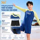 Bộ bơi bé trai dài tay chống nắng UPF 50+ Kháng Clo co giãn dáng quần 2 lớp 361