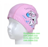 Nón bơi hồng gấu trắng PU