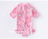Bộ bơi bé gái cộc liền hồng Kitty, vải cao cấp chống nắng