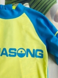 Bộ bơi dài vàng, tay xanh, quần dài xanh, Momasong